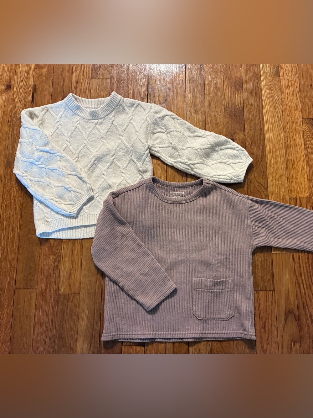 Girls Ribbed Pullover Top And White Sweater